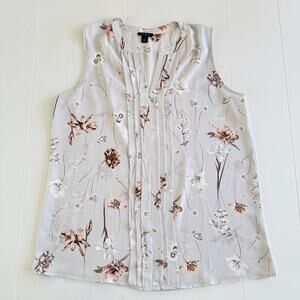 Ann Taylor Factory Women's V-Neck Sleeveless Floral Blouse Medium